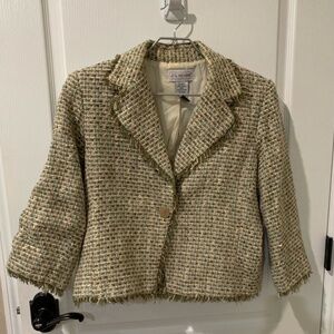 JG Hook Vintage Neutral Tweed Blazer with Fringe